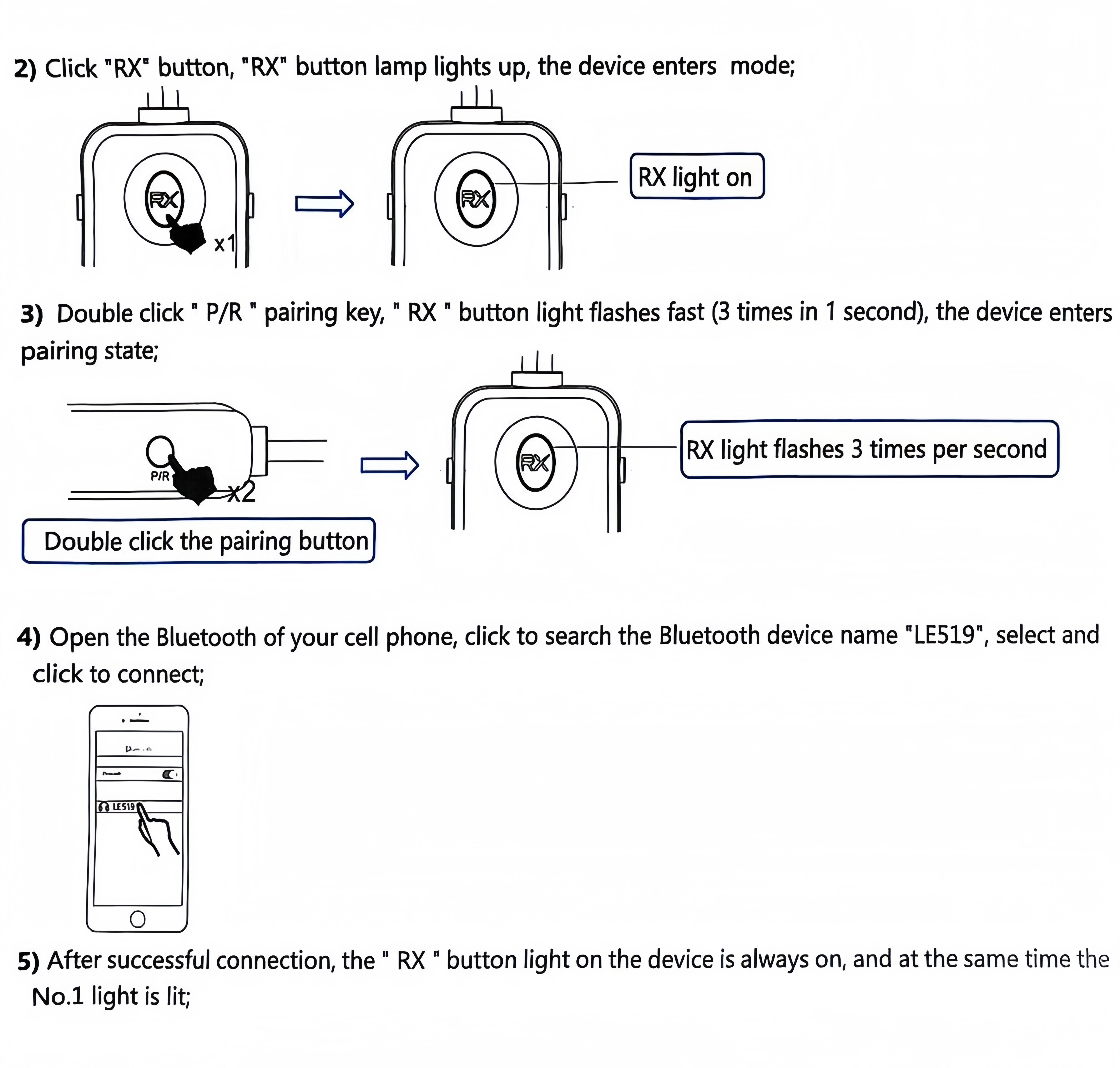 Bluetooth 5.4 Receiver and Transmitter LE519 Support Dual stream Support Multipoint 3.5MM audio input/output plug Support RX, TX