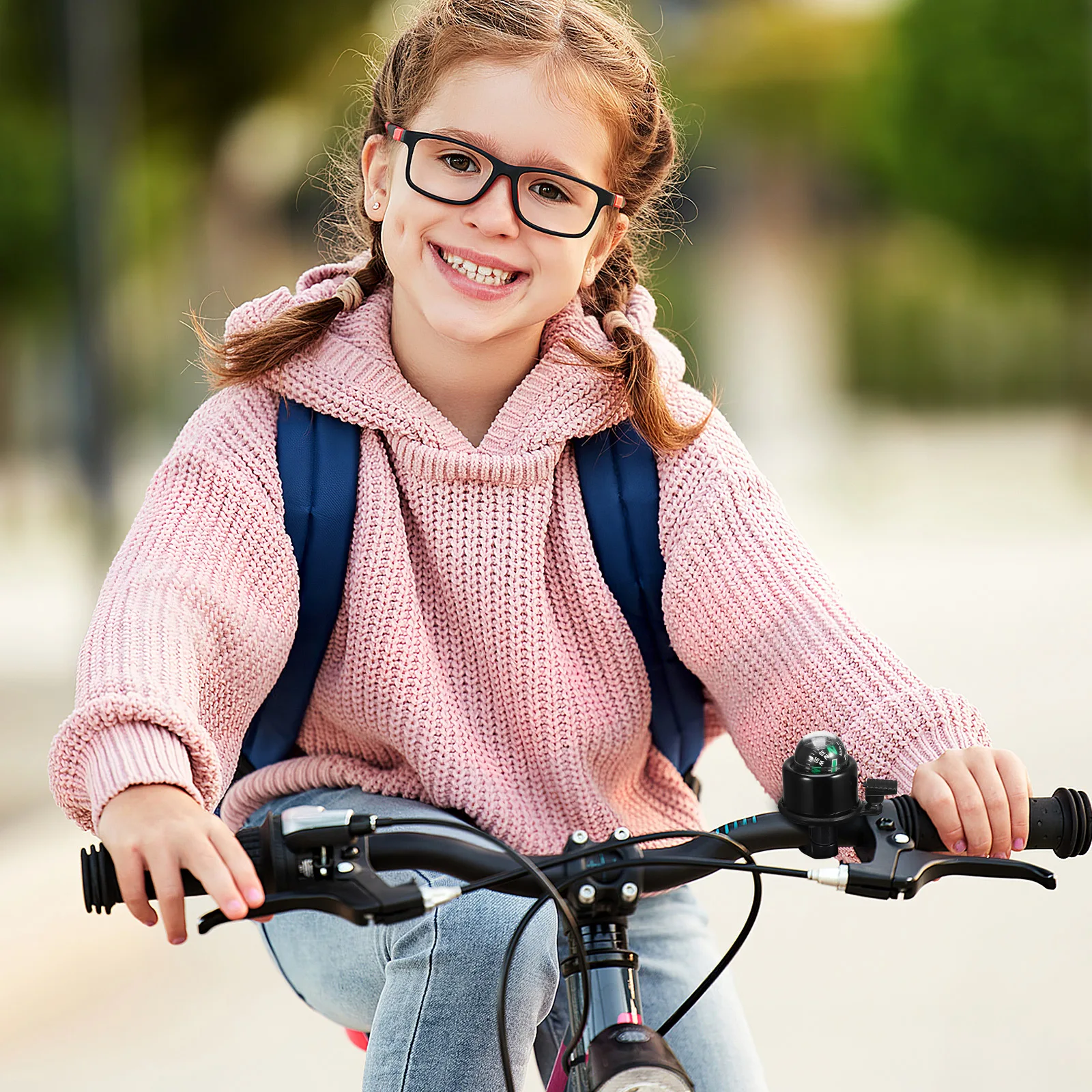 بوصلة جرس الدراجة المتينة تحذيرية تصميم أسود مقاوم للمطر للدراجات والدراجات الإلكترونية سهلة التركيب والاستخدام في الهواء الطلق