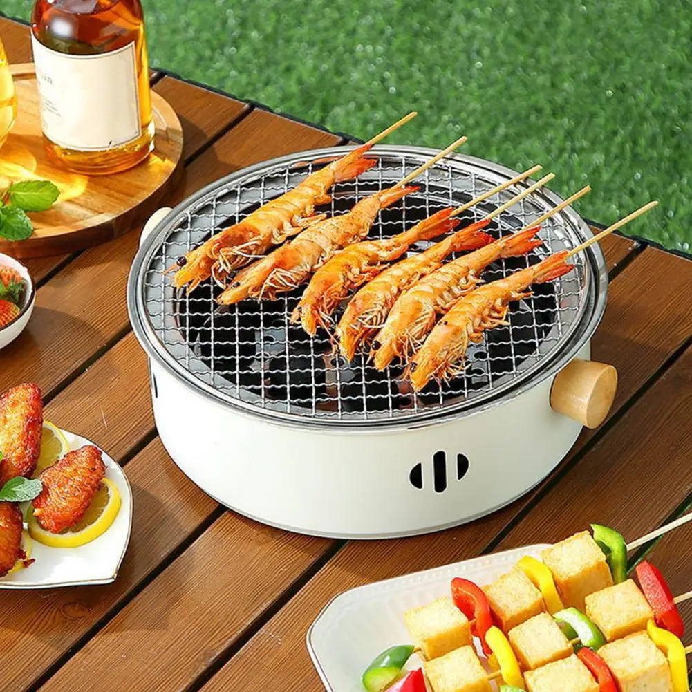 Easy-to-clean Segmented Design Versatile Stainless Steel Camping Grill with Detachable Grill for Outdoor for Garden for Grilling