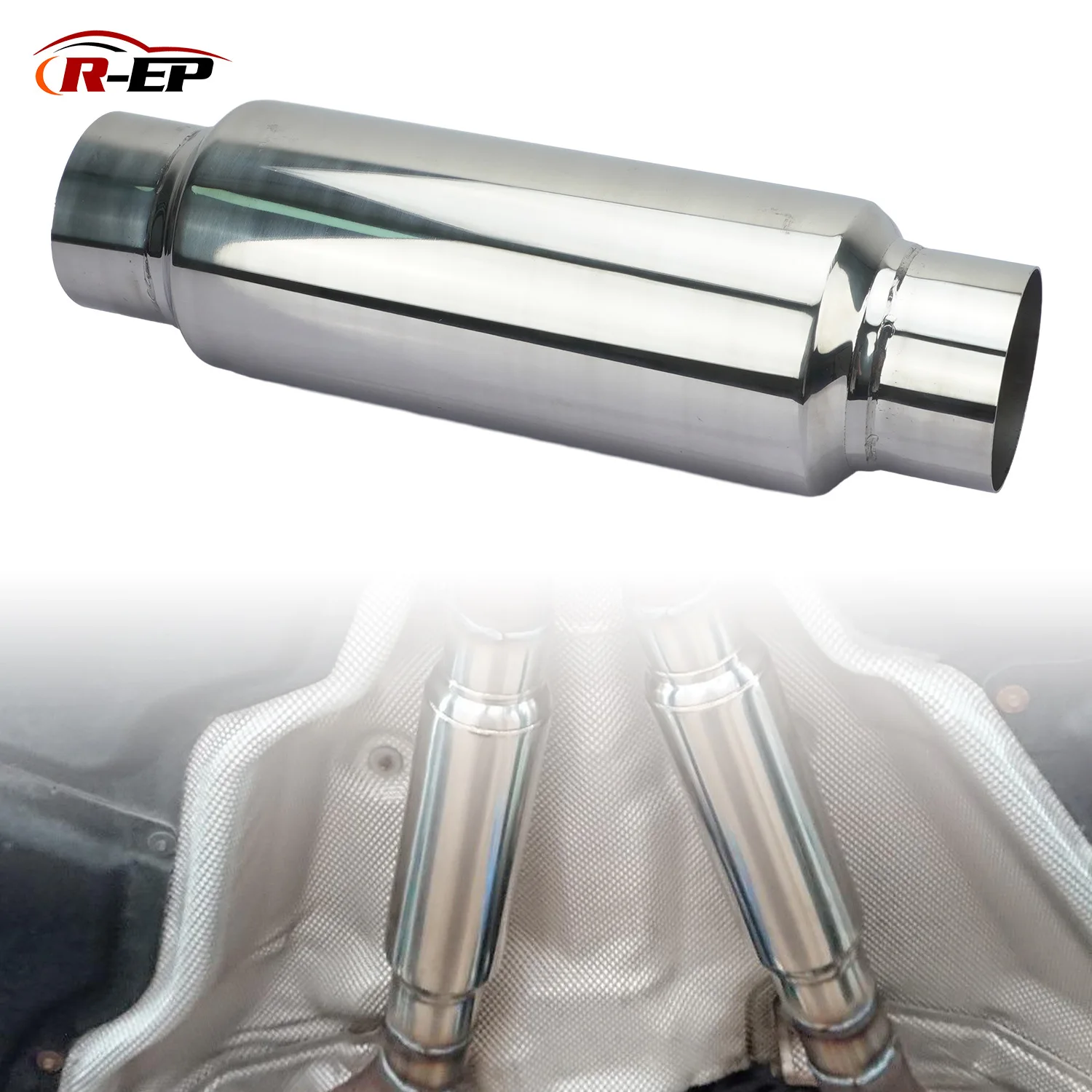 Universal Car Exhaust Muffler Resonator Silencer Stainless Steel Muffler Tip Exhaust Tail Tube Silencer 51MM 57MM 63MM 76MM