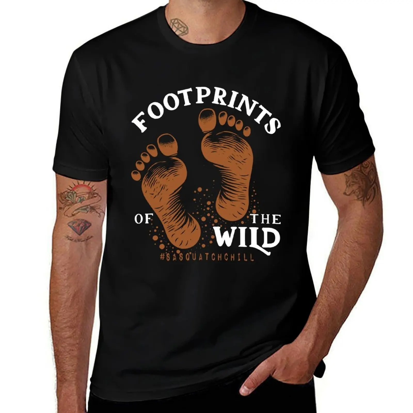 

Footprints of the Wild Camping Dark T-Shirt oversized graphic tee quick-drying blanks vintage clothes cotton t shirt men