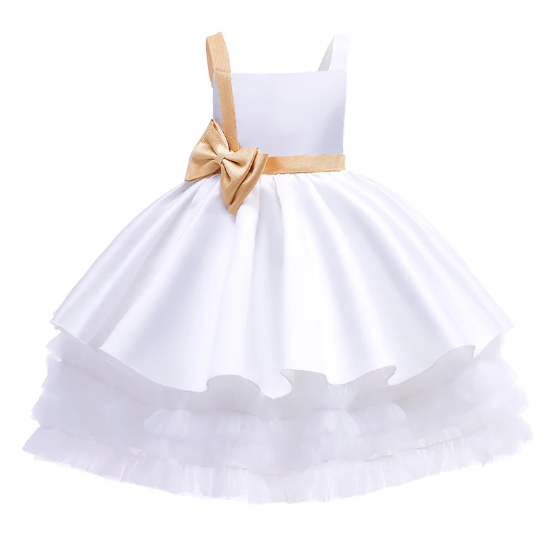 New Formal Kids Birthday Dress For Girl Children Costume Bow Princess Dresses Vestido Flower Girls Wedding Clothes 2-6 Year