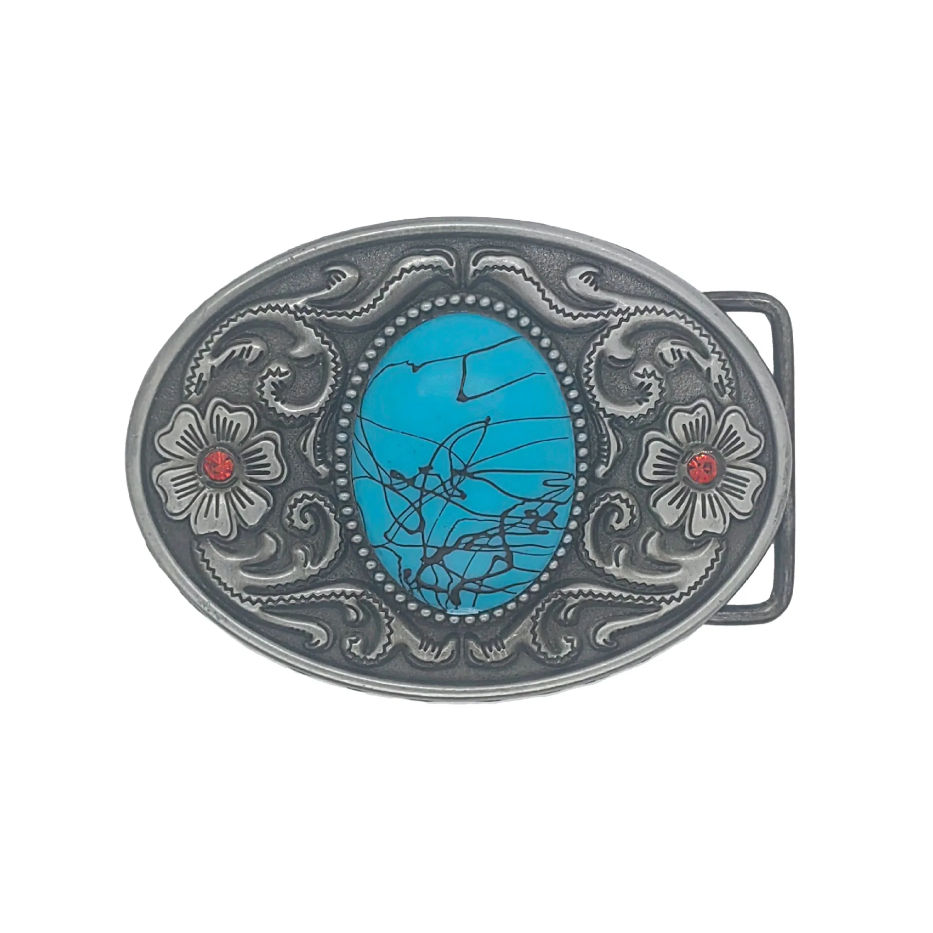 New Tangzao pattern agate blue turquoise belt buckle head - Western cowboy fashion belt buckle head