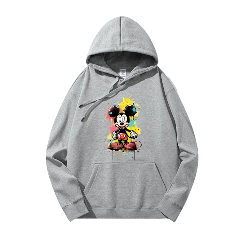 Outono e inverno novo disney mickey impresso hoodies masculino e feminino retro dos desenhos animados mickey mouse na moda roupas de casal com capuz