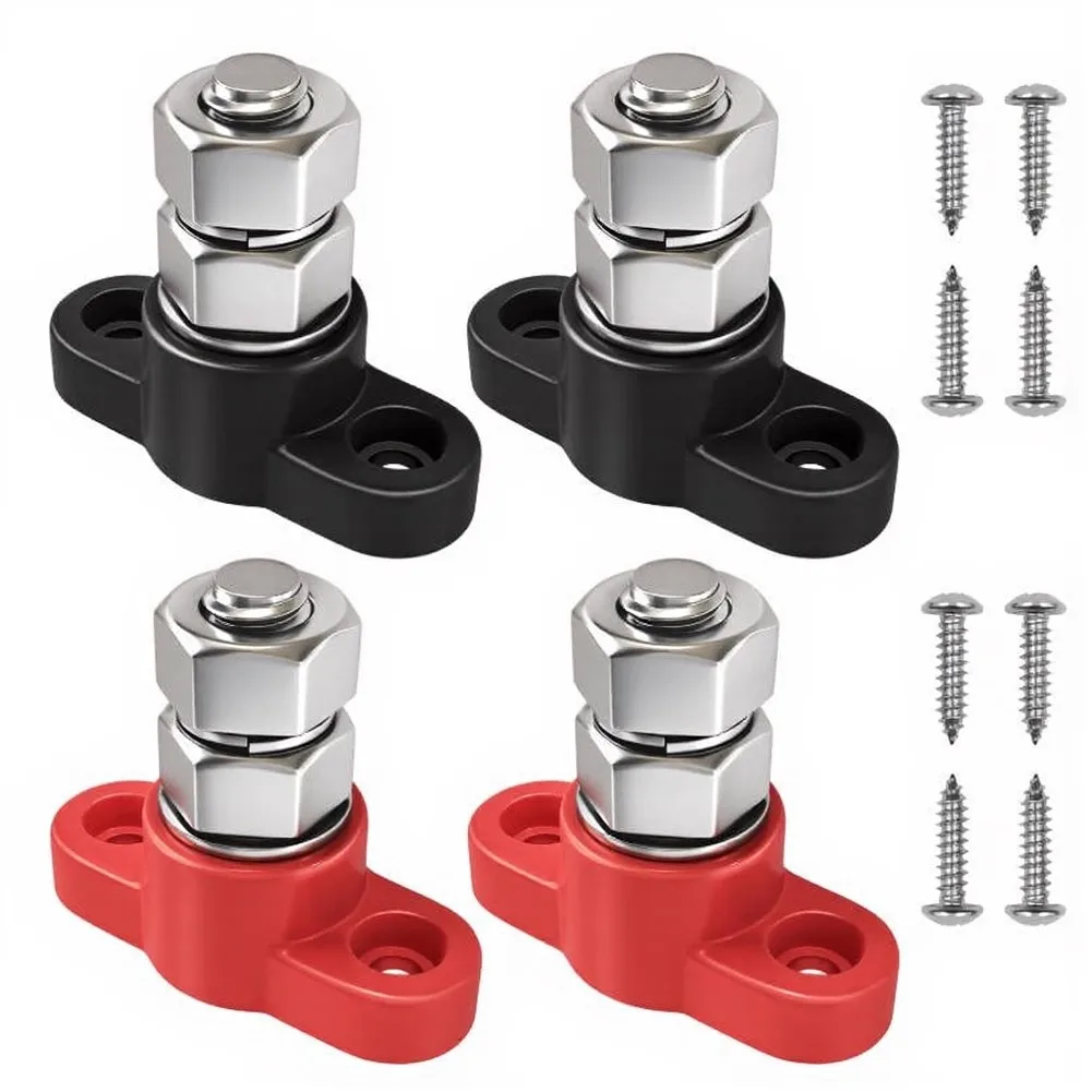 4 Pcs 150A 12V-48V Distribution Block 5/16 Inch Screw Terminal Bus Bar For Car RV Boat Marine Solar System Electrical Wiri