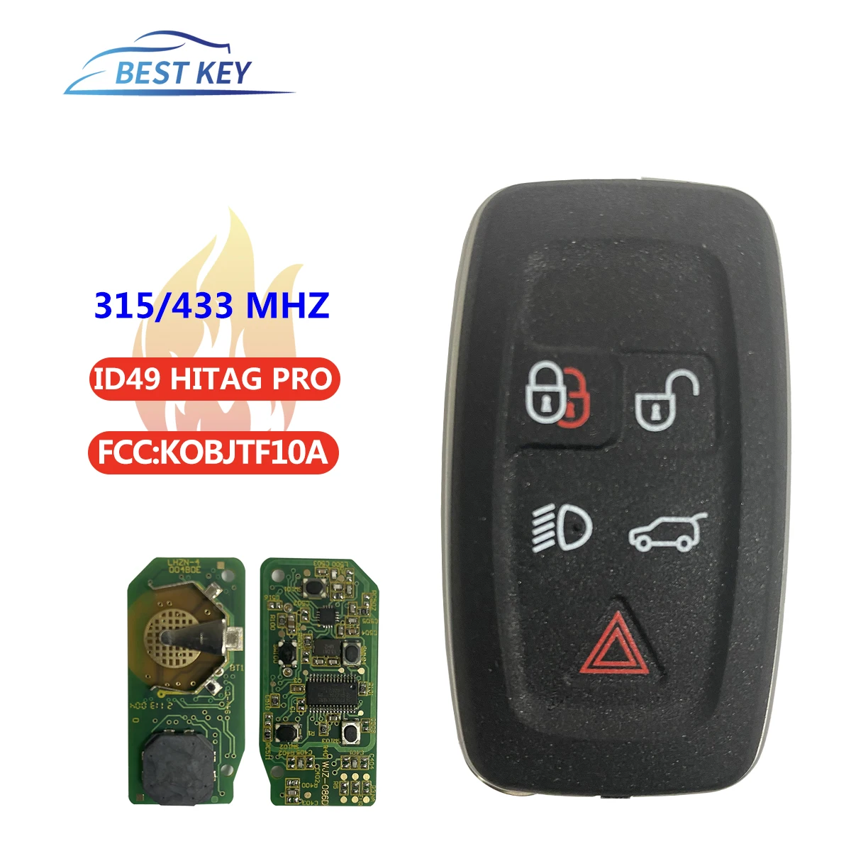 Melhor chave 315 434 mhz id49 keyless ir chave remota do carro para land rover lr4 lr2 range rover evoque esporte kobjtf10a controle inteligente