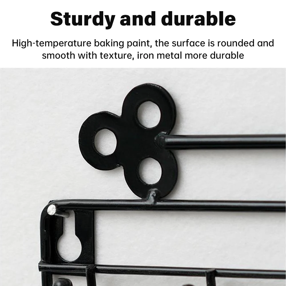 1pc Iron Wall-mounted Key Holder Storage Rack Organizer w/11 Hanger Hook Modern Coat Hat Rack Holder Doorway Cloth/Keys Hook
