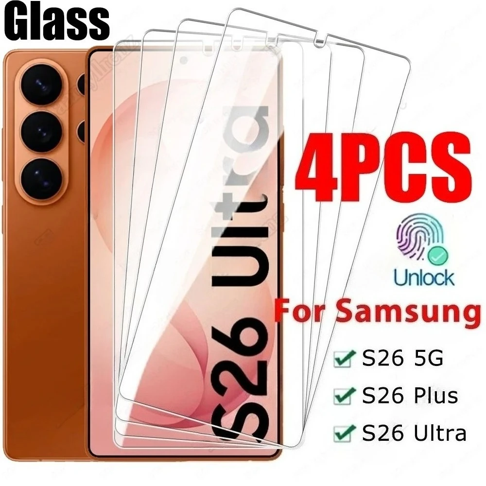 

Защитная пленка для экрана Ultra HD (4 шт.) для Samsung Galaxy S26 S25 S24 Ultra S23 S22 S21 Plus S24 S25 FE, закаленное стекло с защитой от царапин