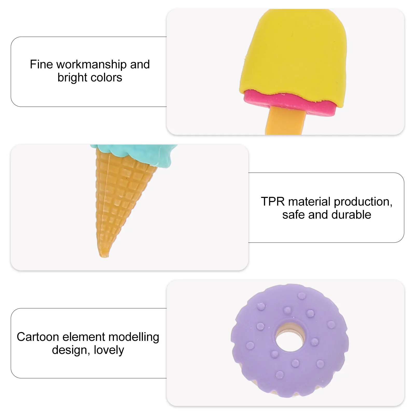 

16Pcs Cartoon Dessert Erasers Small Sweet Shaped Erasers for Daily Writing Correction Student Stationery Collection Set