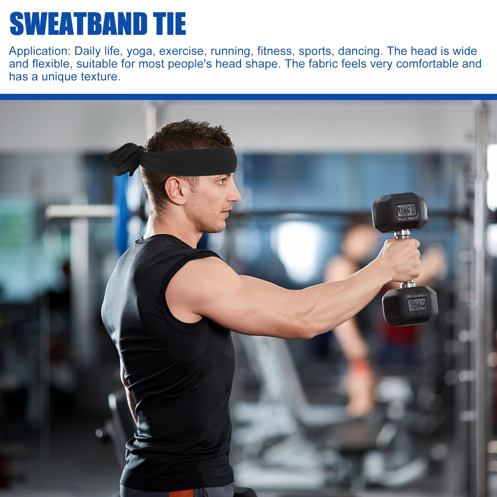 

3Pcs Sweat Wicking Head Tie Sports Absorbent Headbands for Tennis Basketball Running Athletic Sweatband Tie Back Headband