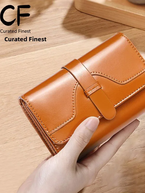 2025 New Short Three-Panel Fashionable Women's Wallet Pure Color Trendy Coin Purse Multi-functional Compact Leather Wallet