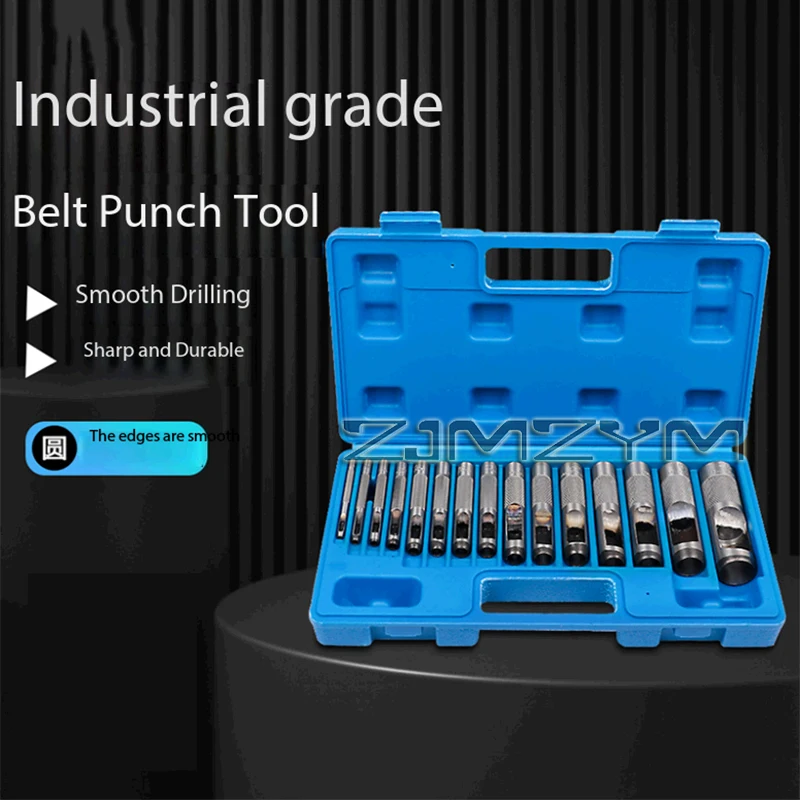 15Pcs Multi-Function Leather Hole Punch Set Belt Hole Puncher Round Punch Tool Kit for Leather Craft DIY