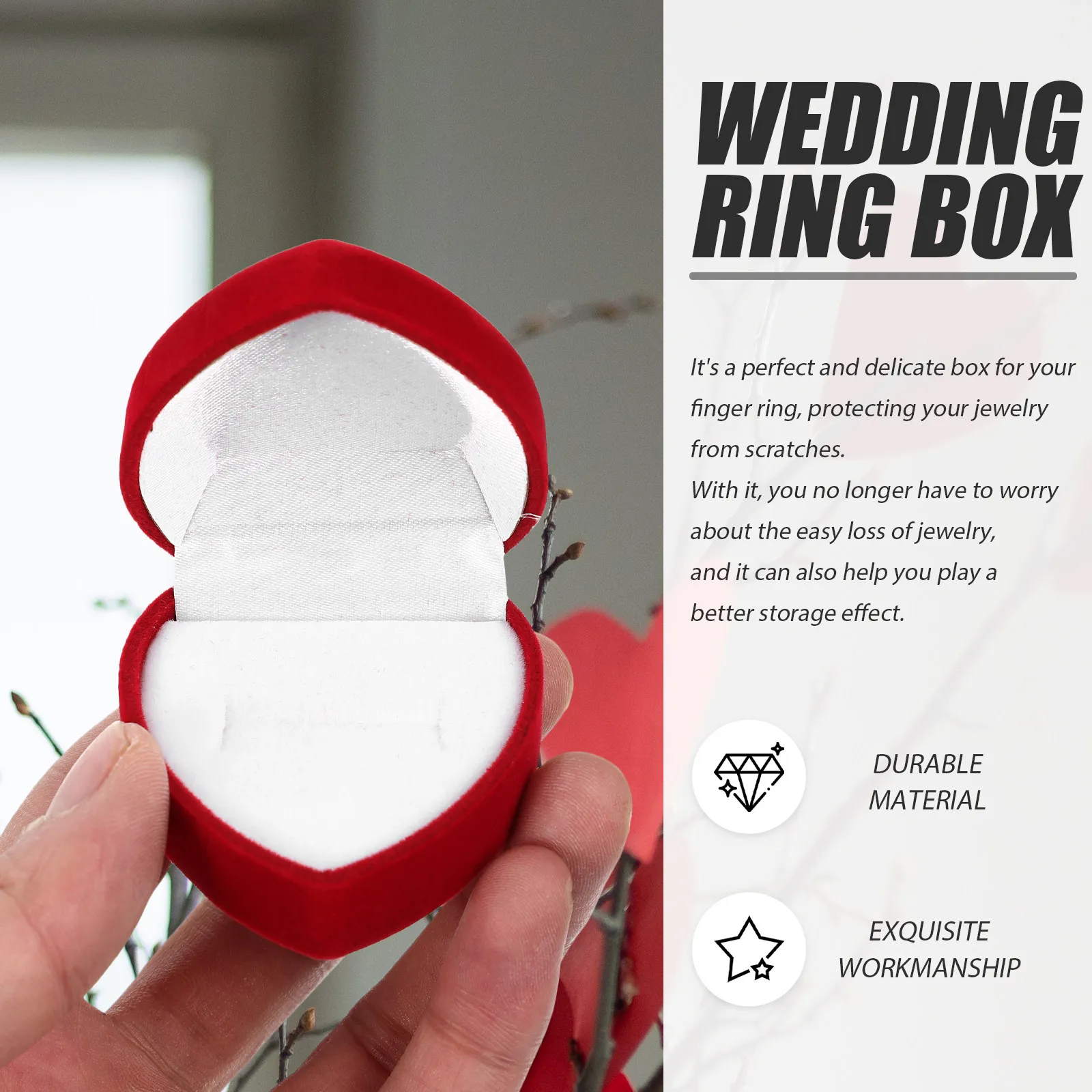 

6Pcs Heart Shaped Ring Box Lightweight Compact Jewelry Storage Box for Engagement Wedding Proposal Gift Display Organizer