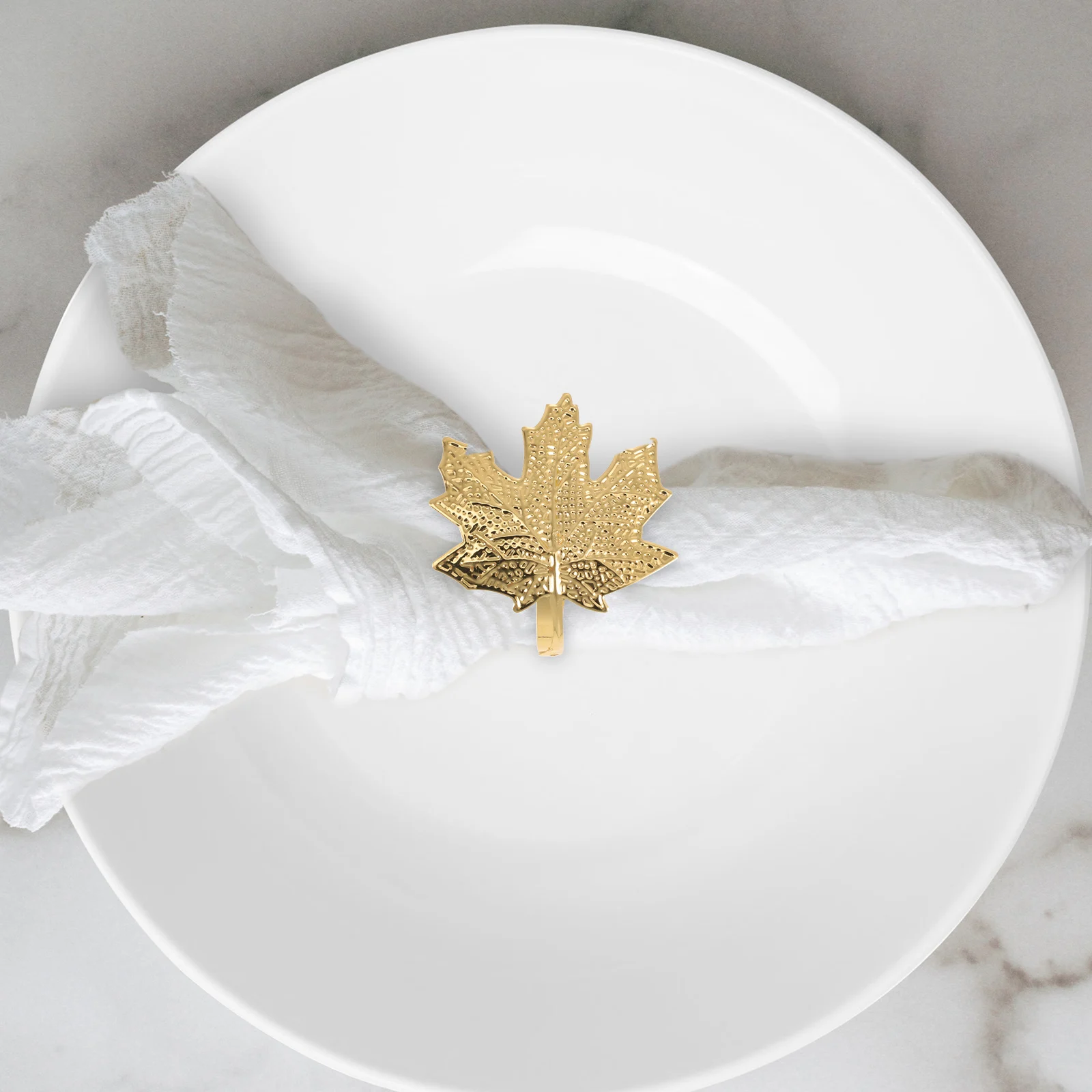 

6 Pcs Maple Leaf Napkin Rings Stainless Steel Rustic Table Decor Elegant Shape Simple Color Kitchen Bar Supplies