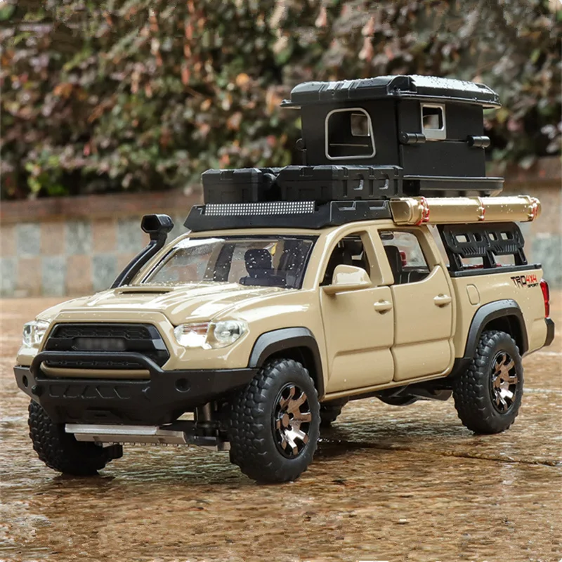 

1/32 Tacoma Travel version Alloy Pickup Car Model Diecast Metal Off-Road Vehicles Car Model Sound Light Simulation Kids Toy Gift