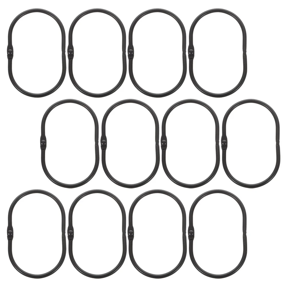 12 Pcs Hook up Open Shower Curtain Drapes Oval Mousse Ring Iron Buckle Rings For