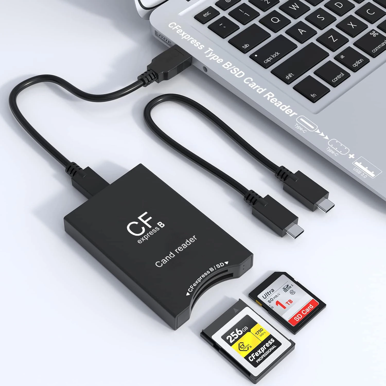 10Gbps USB-C Cfexpress Type B Card Reader 2-in-1 SD Memory USB C Dual Slot CF Express Adapter Support Android/Windows/Mac OS