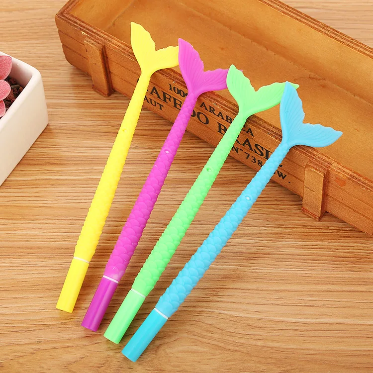 60Pcs การ์ตูน Mermaid Neutral ปากกาน่ารักเลียนแบบปลาการเรียนรู้เครื่องเขียนเข็มปากกาน้ำ