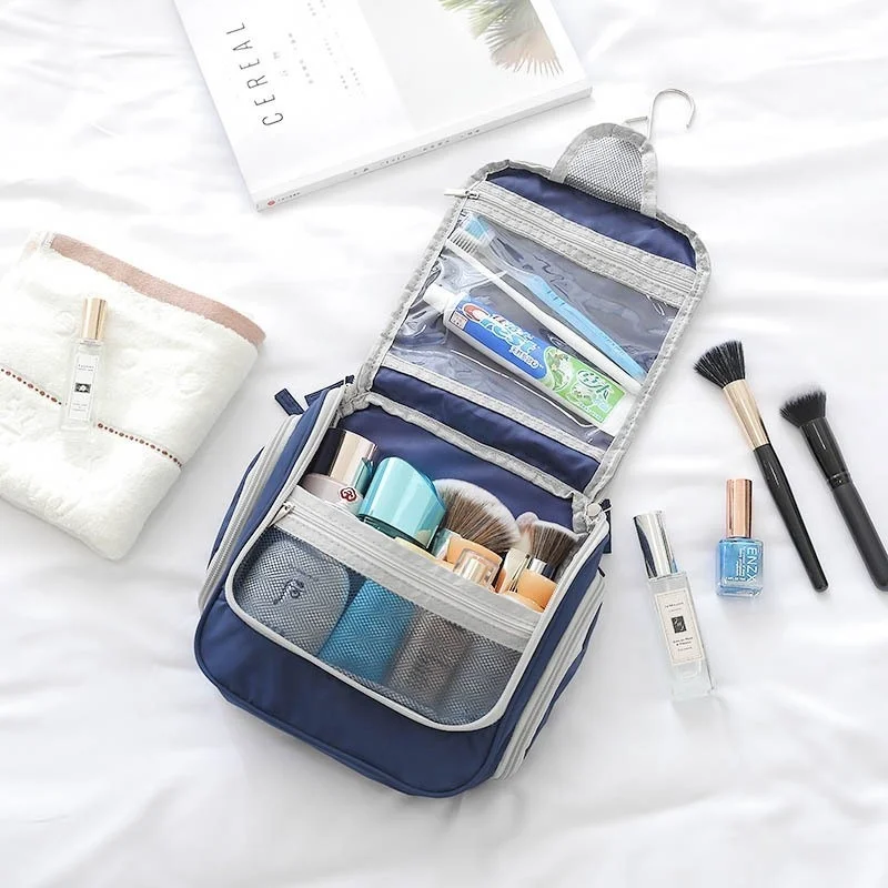 Waterproof Travel Organizer Bag Unisex Women Cosmetic Bag Hanging Travel Makeup Bags Nylon Washing Toiletry Kits Storage Bags