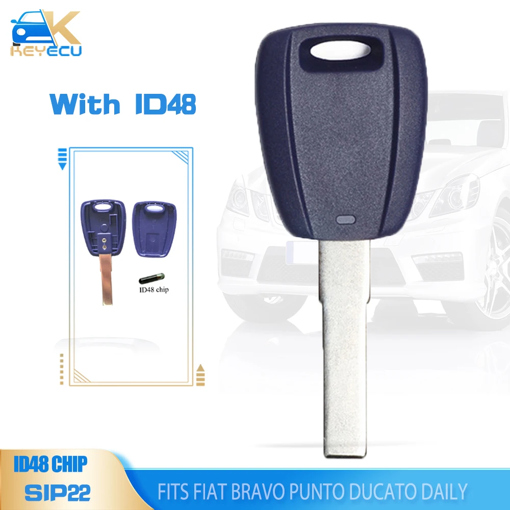 

KEYECU Transponder Key ID48 Chip FOB for Fiat Bravo Punto Ducato Daily Stilo 1998-2005 With SIP22 Blade