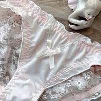 Women Sexy Mesh Milk Silk Jacquard Lace Underwear Transparent Elasticity Princess Style Cute Lovely Sweety Panties Breathable 2
