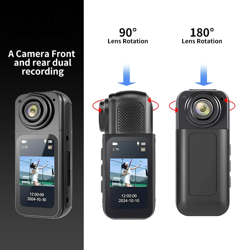 2.7K WIFI Sports Camera 1.47 Inch IPS Screen 180° Rotatable Lens 170° Wide Angle Long Battery Life Continuous Charging Recorder