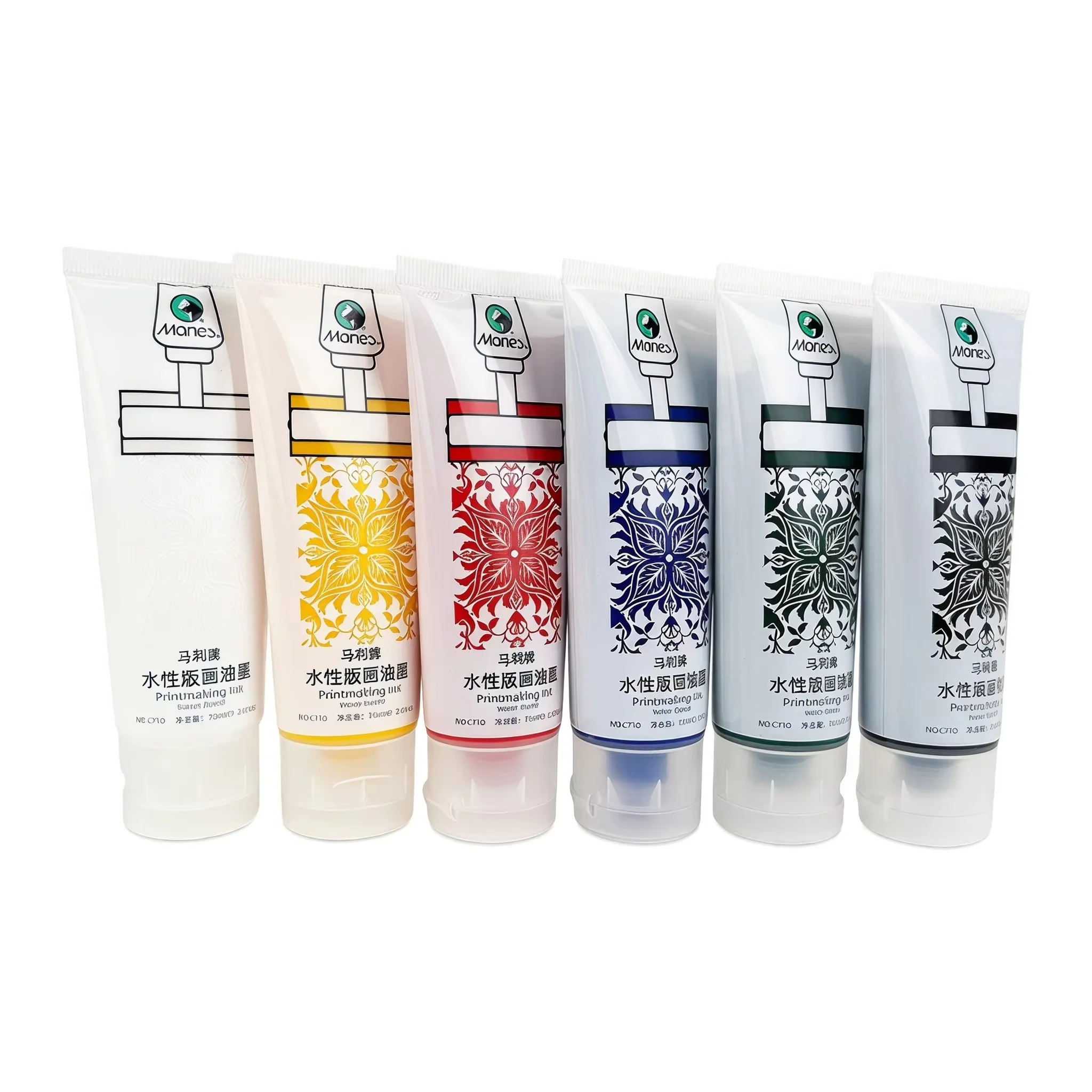 Marie's 6Pcs 75ml Water-based Printmaking Ink for Linoleum Wood Soft Block Paper Cardboard Printing Art Craft Supplies