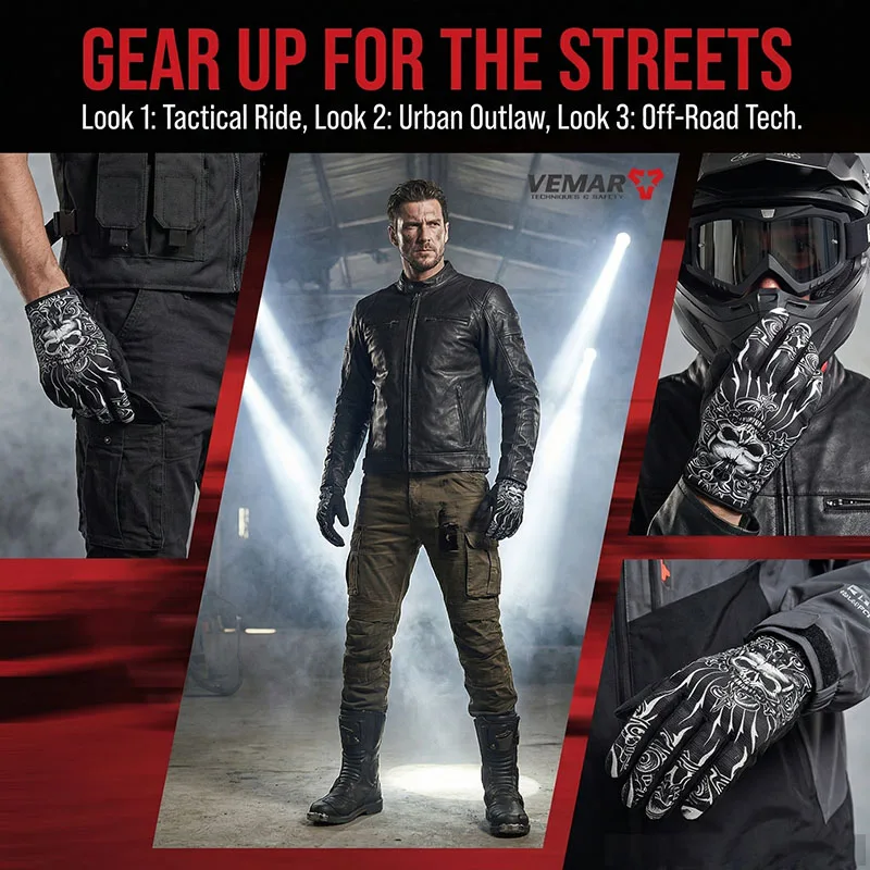 

VEMAR Women's Full Finger Moto Bike Cycling Gloves Touch Screen Breathable Mesh UV Protection Night Reflective Glove for Summer