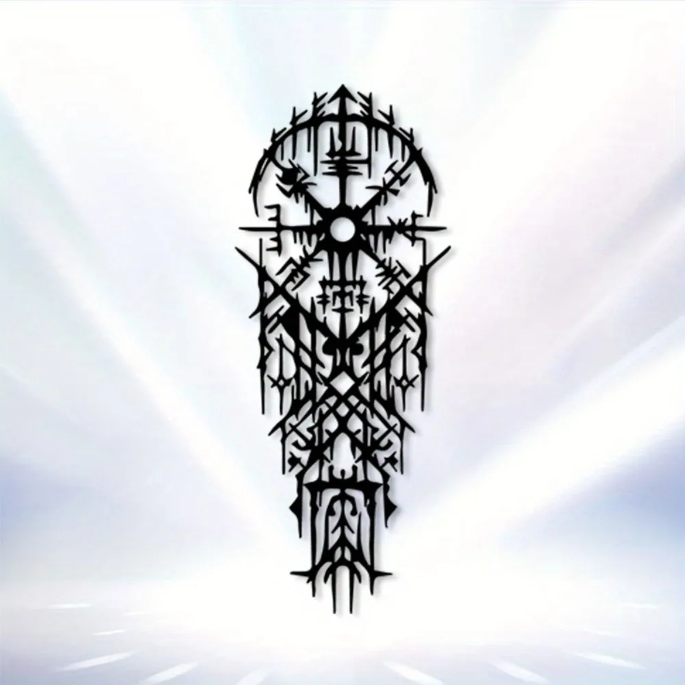 CIFBUY Metal Wall Art Viking Rune Compass Sign Iron Craft Sculpture Indoor Outdoor Nordic Plaque