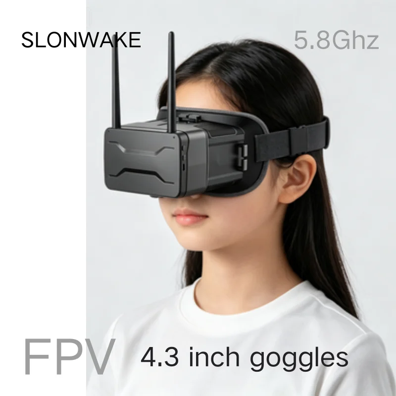5.8G FPV Goggles 4.3 Inch 480*272 Pixels Dual Antenna Detachable 48CH Auto‑Search Receiver Built‑in Battery RC Drone Racing Vide