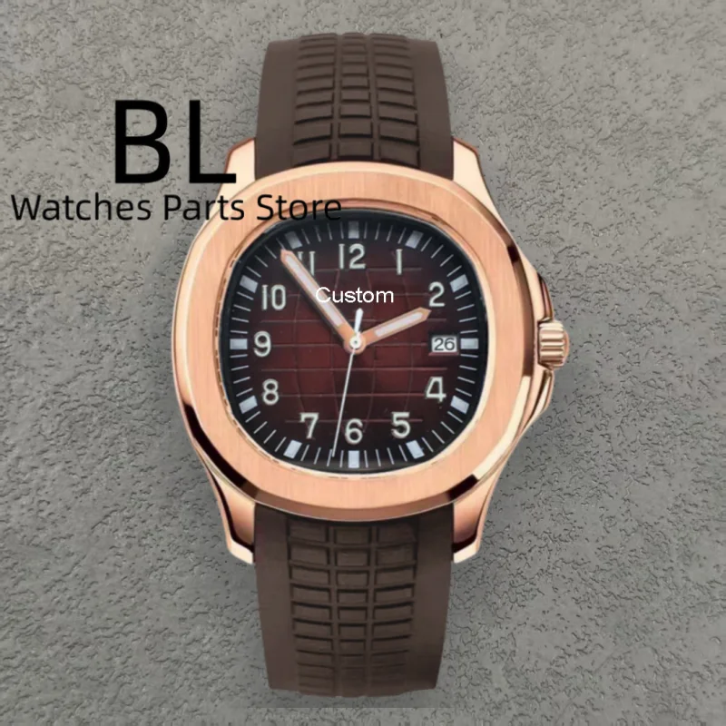 

BLIGER 40 мм NH35 автоматические механические часы для мужчин наручные часы с сапфировым стеклом водостойкий черный, синий, коричневый циферблат резиновый ремешок