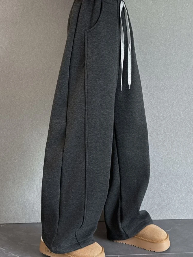 Girl's Winter Fleece Casual Pants Color Block Spliced Korean Style Fashion Big Kids Trousers 2026 New