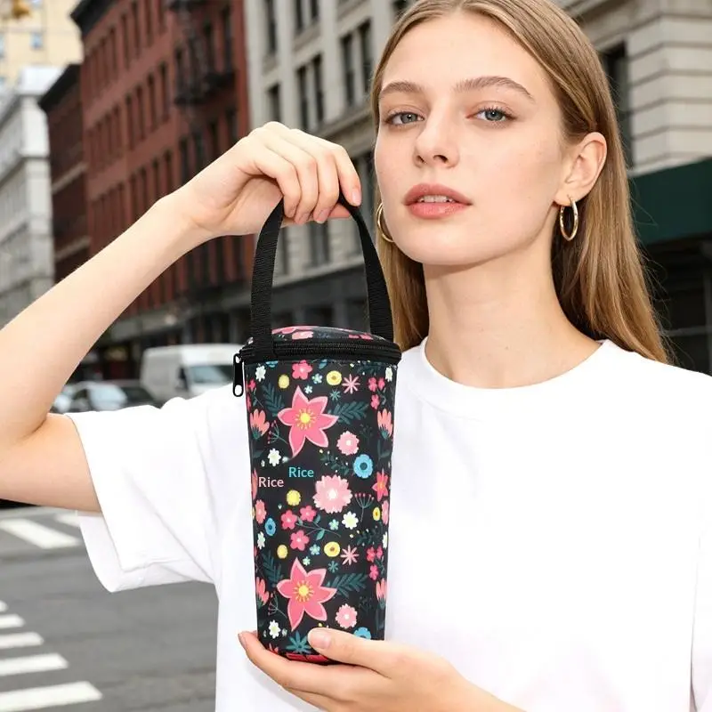 Insulated Water Bottle Bag Portable Handheld Pocket for 500ml Bottles Secure Strap Lightweight for Outdoor Sports Travel
