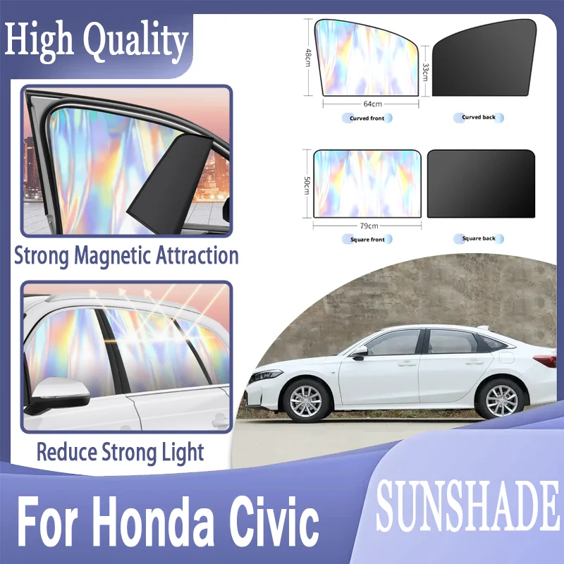 For Honda Civic, Magnetic Sun Visor Laser Reflective Shade, Blocks UV & Heat, Strong Magnet, Keeps Cabin Cool & Private.