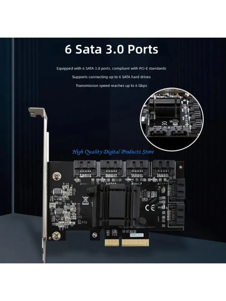 U2JE 6 Port SATA3..0 PCIe Adapter Card Fast Speed 6Gbps Transfer For Server Desktop