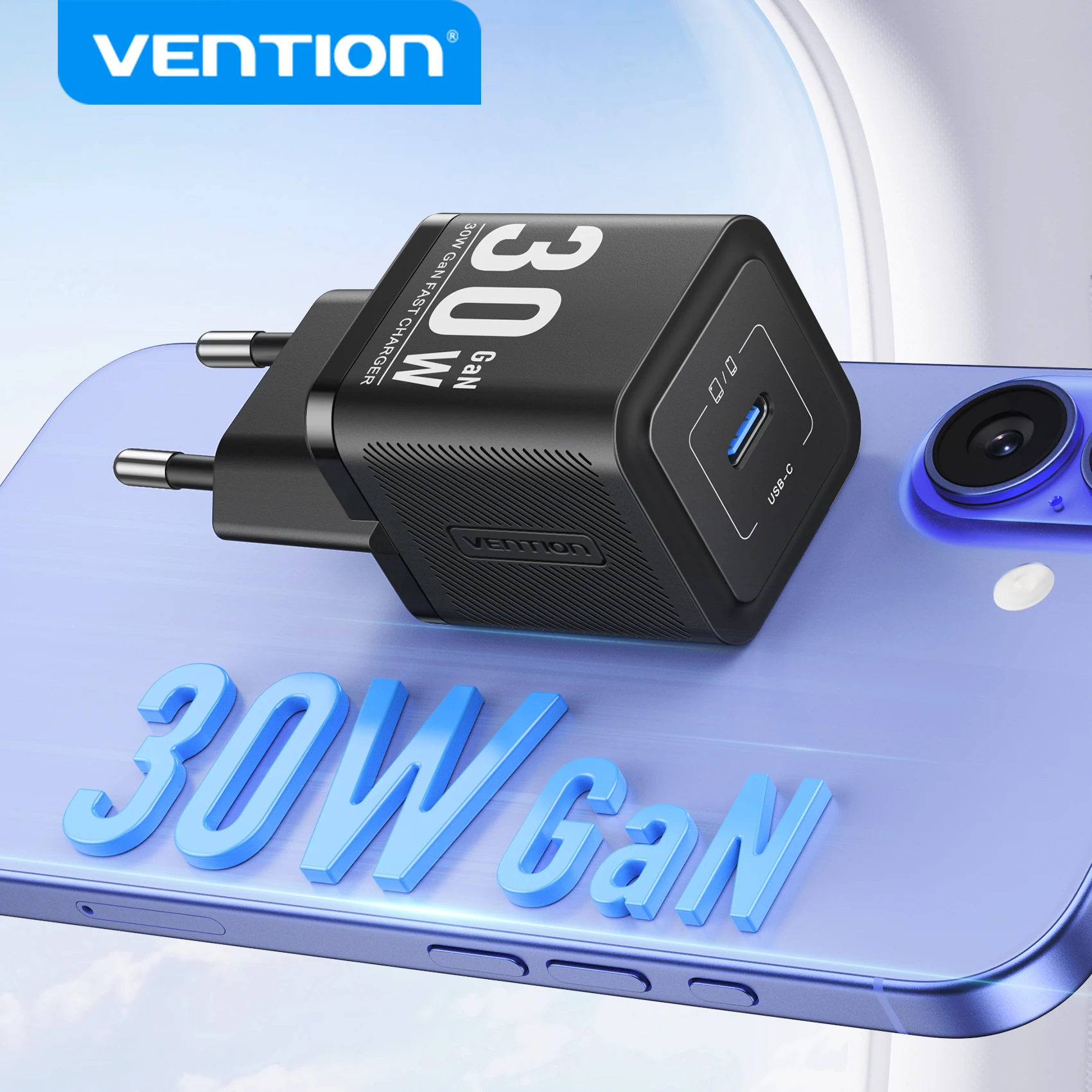 

Зарядное устройство Vention 30W GaN USB-C с быстрой зарядкой PD PPS для Samsung S25 S24, iPhone 17 16 15 Pro, iPad, быстрое зарядное устройство Type-C для телефона