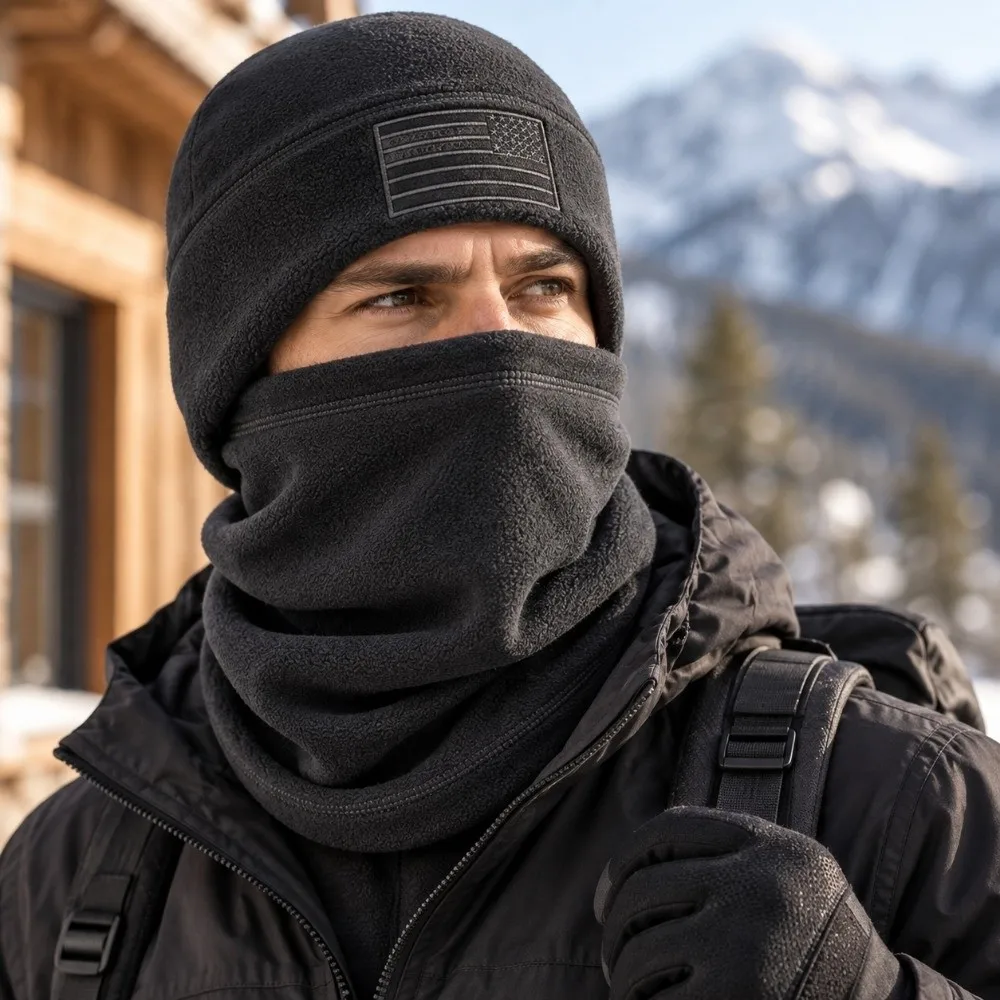 New Thermal Hat and Scarf Set Breathable Windproof Balaclava Hat Multifunctional Pullover Hat Winter