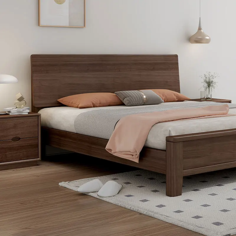 Nordic 1.8 meters double bed thickened dovetail rubber wood solid wood bed