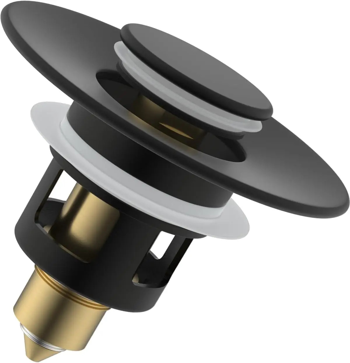 

Sink Plug Suitable for 25mm to 46mm, Pop up Sink Plugs with Drain Strainer, Brass Bounce Core Push-Type Drain Plug