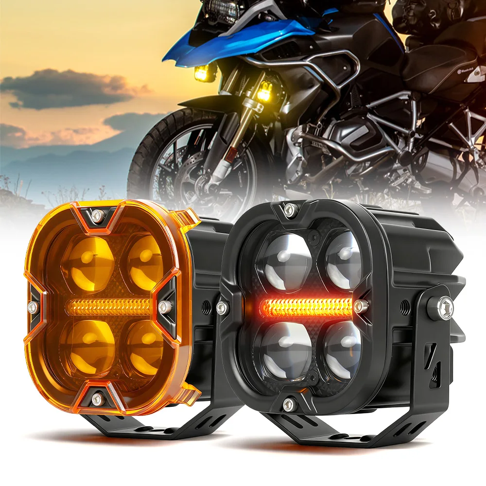 HL 5inch LED Work Light Spotlight Fog light Driving Lamp Dual Color DRL For BMW R1200GS R1250GS off-road use Motorcycle SUV