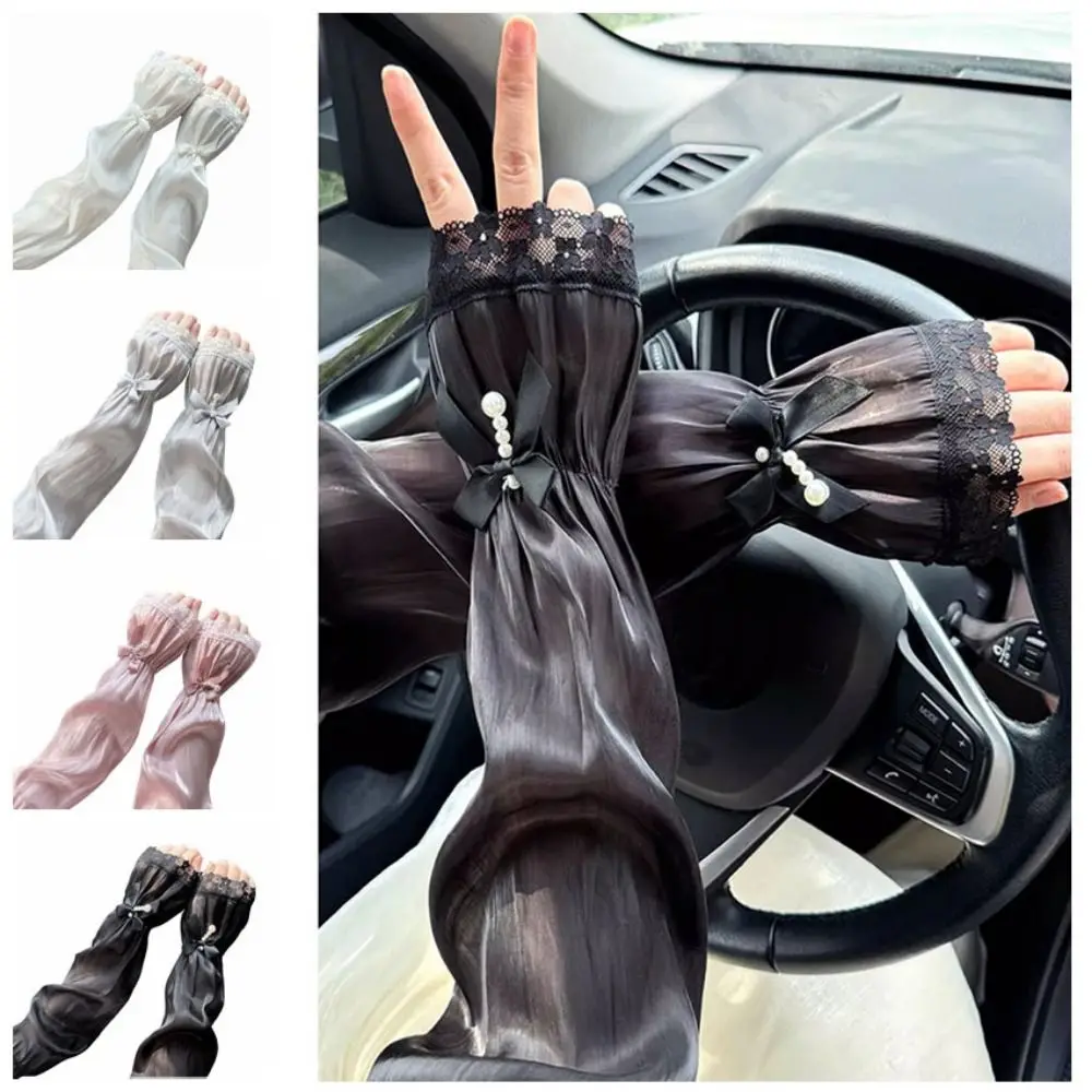 Breathable Sun Protection Sleeves Elegant Solid Color Arm Sun Sleeves Elastic Long Sleeves UV Protection Sleeves Daily Wear