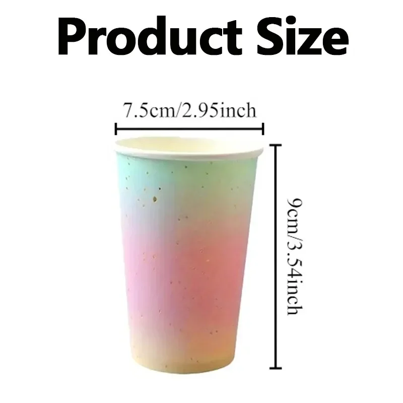 10/20/30PCS Rainbow Gradient Disposable Paper Cups Household Cute Pattern Water Cups Convenient and No-rinse