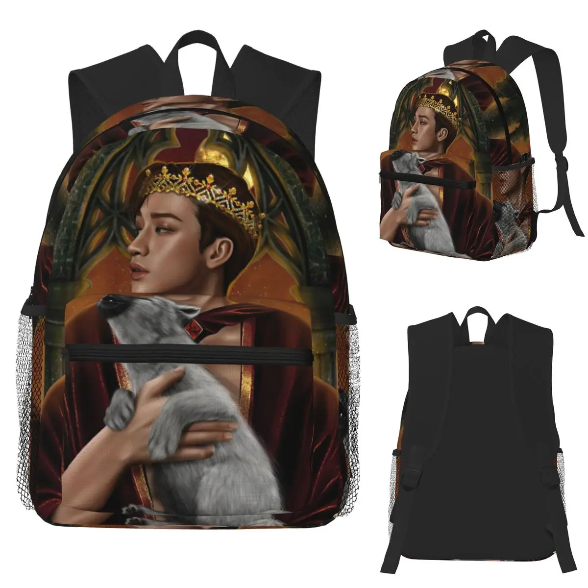 

Cartoon Bang Chan KPOP Student Backpack School Bag Hiking Travel Daypack for Men Women Fashion Bookbag Shoulder Bags