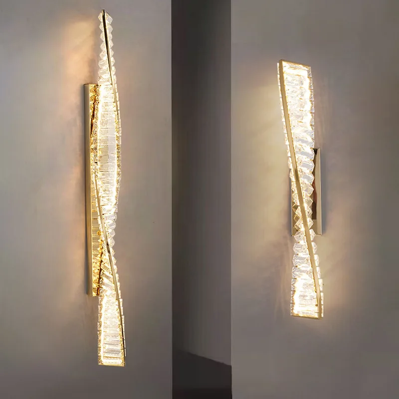 

Italian Luxe Crystal Linear Wall Sconce - Minimalist Multi-Space Light for Accent Wall, Staircase & Bedside Lighting