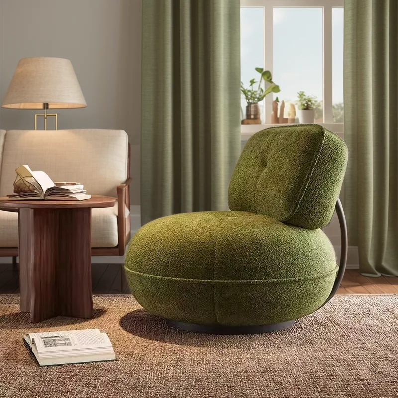 Italian minimalist fabric sofa chair, home balcony, living room, light luxury Internet celebrity spherical lazy leisure