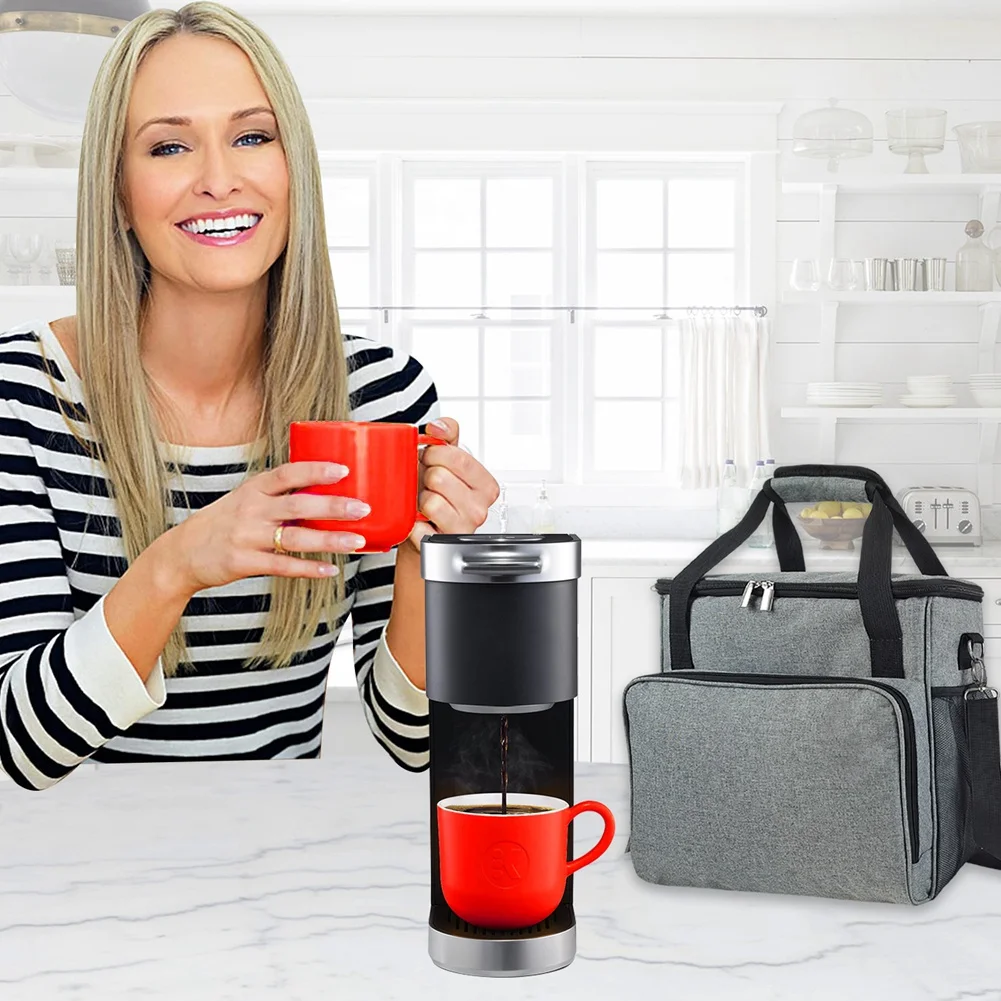 ABGH-Coffee Maker Bag Single Serve Coffee Brewer Waterproof Storage Bag With Extra Pockets Coffee Machine Storage Bag