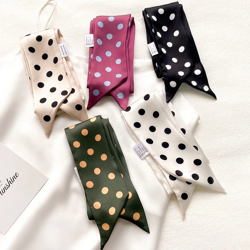 

Women's French Retro Polka Dot Headband Silk Scarf Hair Accessory Versatile Strap for Spring Autumn Shirt Pairing