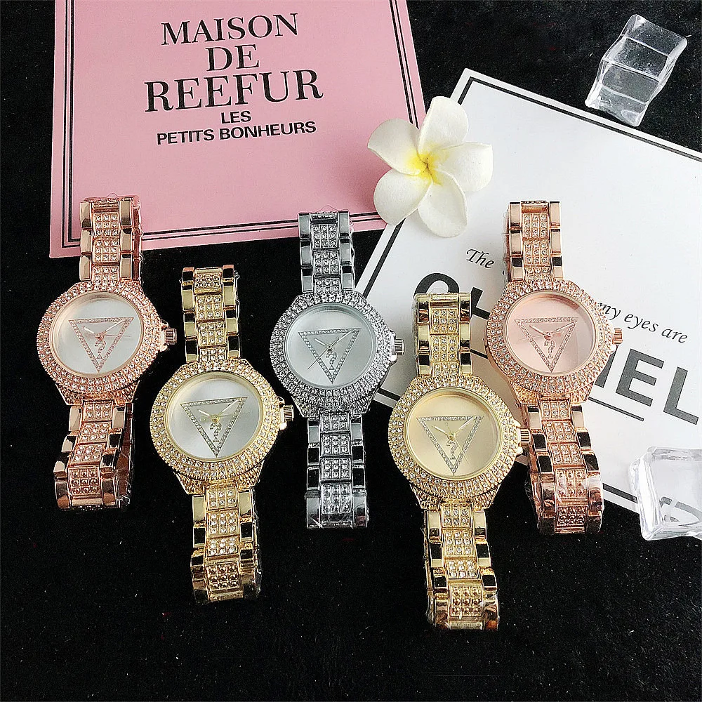 2024Watch Quartz Watch Women\'s Watch Alloy Steel Band Diamond Set Watch Female Student Trend Fashion Versatile Watch Women