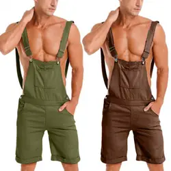 Cozy Summer Casual Romper Suspender Pants Sleeveless Overall Shorts Cargo Romper Shorts Casual Sport Pants Men Garment