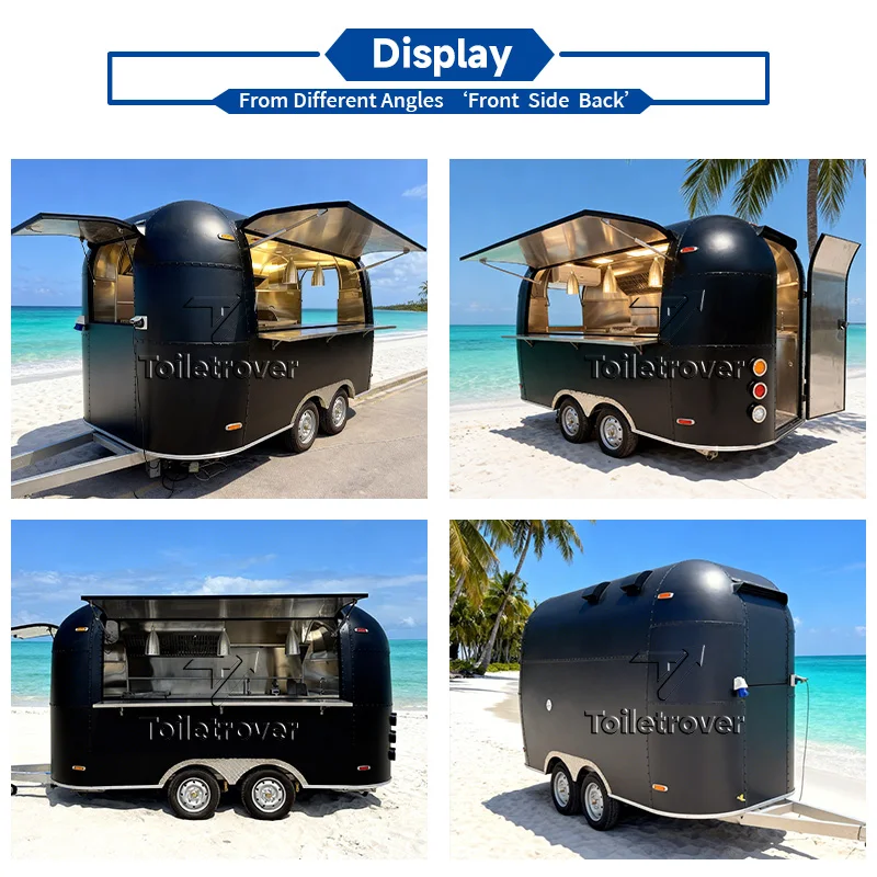 High Quality Portable Stainless Steel Double Axle Snack Food Trailer with Fryer Griddle Fridge Storage Cabinet Concession Window